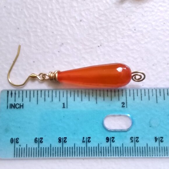 Singular Stunning Agate Drop Earrings! Vibrant Deep Orange! High Energy Vibes! - Picture 11 of 11